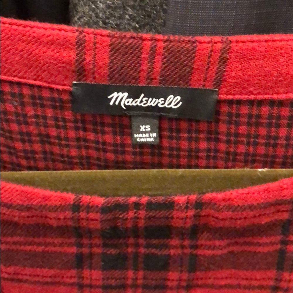 Madewell red and black flannel colored 3/4 shirt